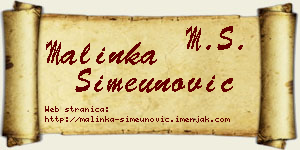 Malinka Simeunović vizit kartica